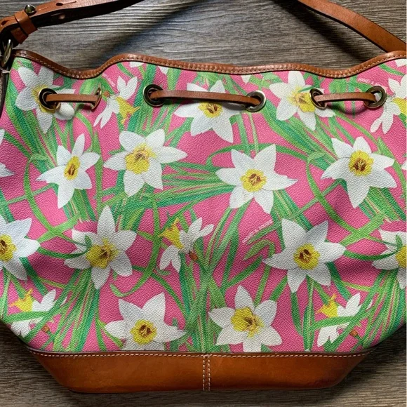 Dooney & Bourke Pink Daffodil Drawstring Purse